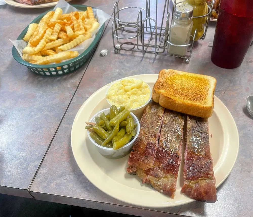Ribs Green Beans Mac and Cheese